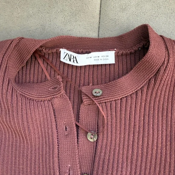 Zara Ribbed Knit Tank and Cardigan Set - Rust - Picture 3 of 5